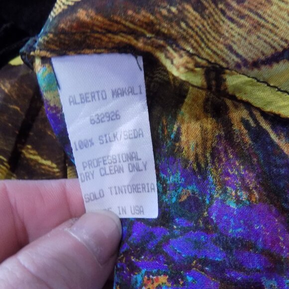 Alberto Makali rare 100% silk cardigan topper wrap s m art to wear boho - Picture 9 of 9